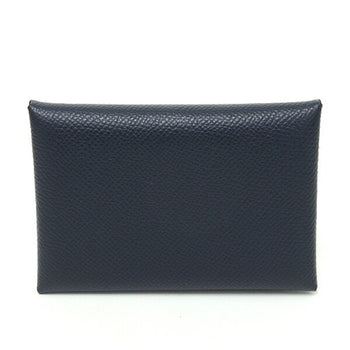 Hermes Herms Calvi Duo Epson Caban Black U Stamp () Card Case Coin Wallet