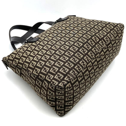 Fendi Zucchino Handbag Tote Bag In Brown Canvas