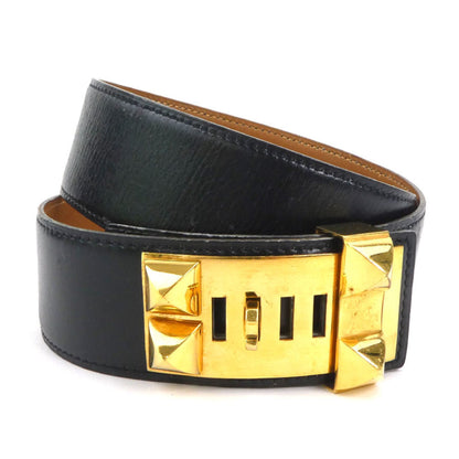 Hermes Hermes Belt Collier De Chien Box Calf Black Gold