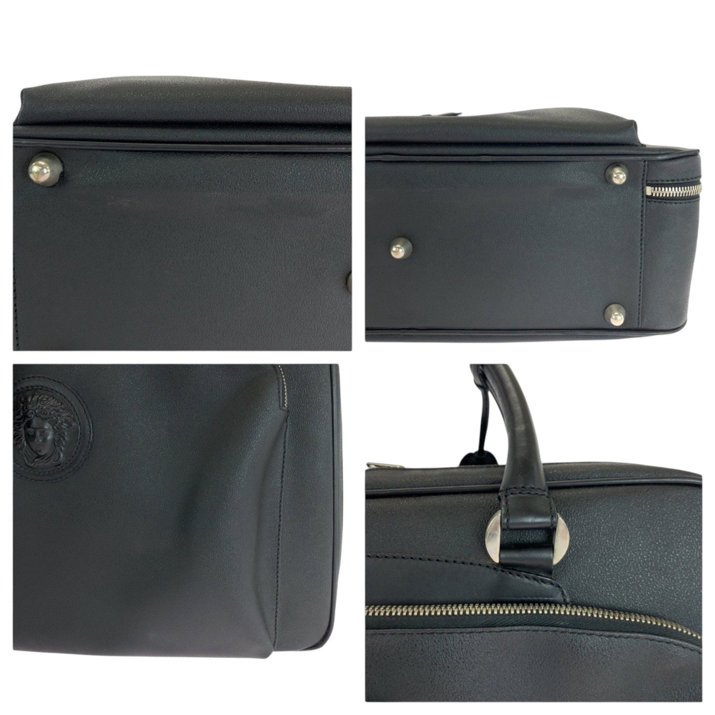 Gianni Versace Medusa Black Leather Boston Bag