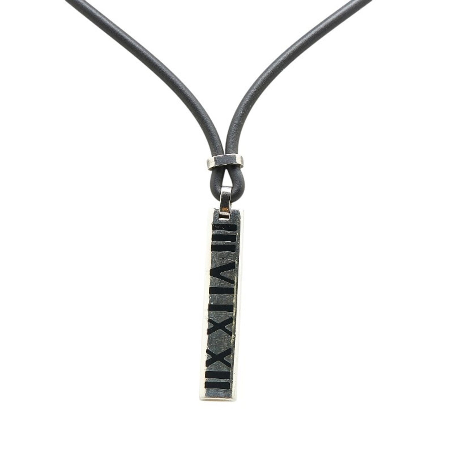 Tiffany Atlas Necklace Silver Black Sv925 Rubber