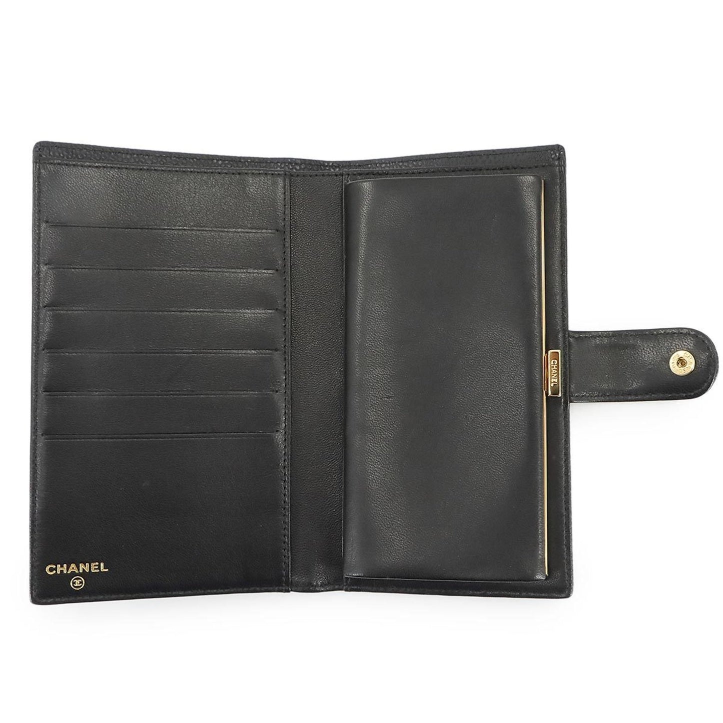Chanel Caviar Leather Bifold Long Wallet In Black (A13498)