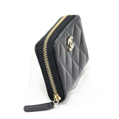 Chanel Matelasse Coin Purse In Black Caviar Leather (Ap4818)
