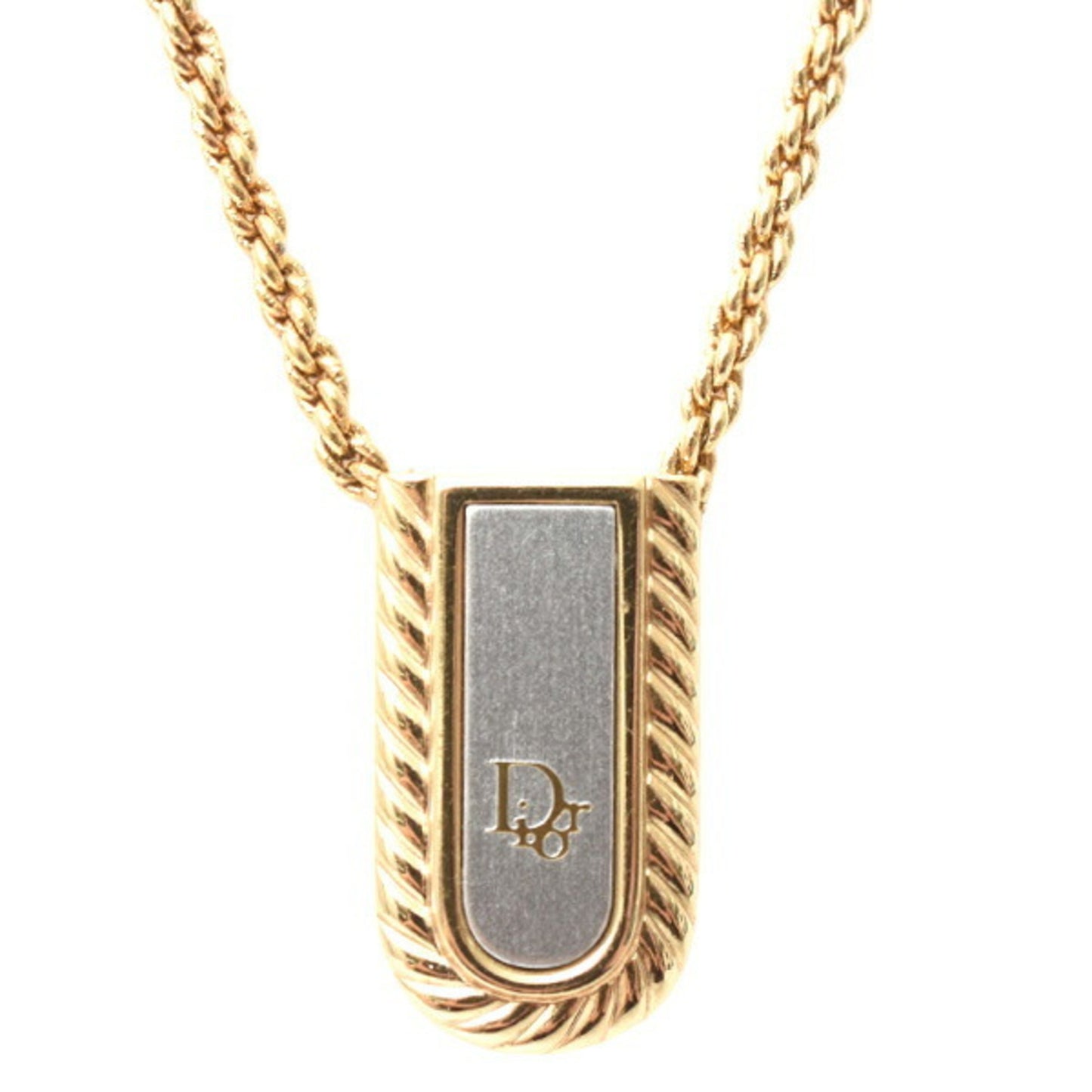Christian Dior Women'S Necklace With Plate Chain Pendant