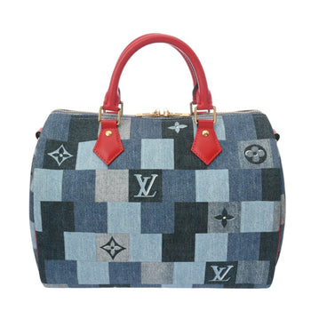 Louis Vuitton Monogram Denim Speedy Bandouliere 30 Blue M45041