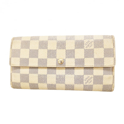 Louis Vuitton Damier Azur Portefeuille Sarah Long Wallet N61735 White