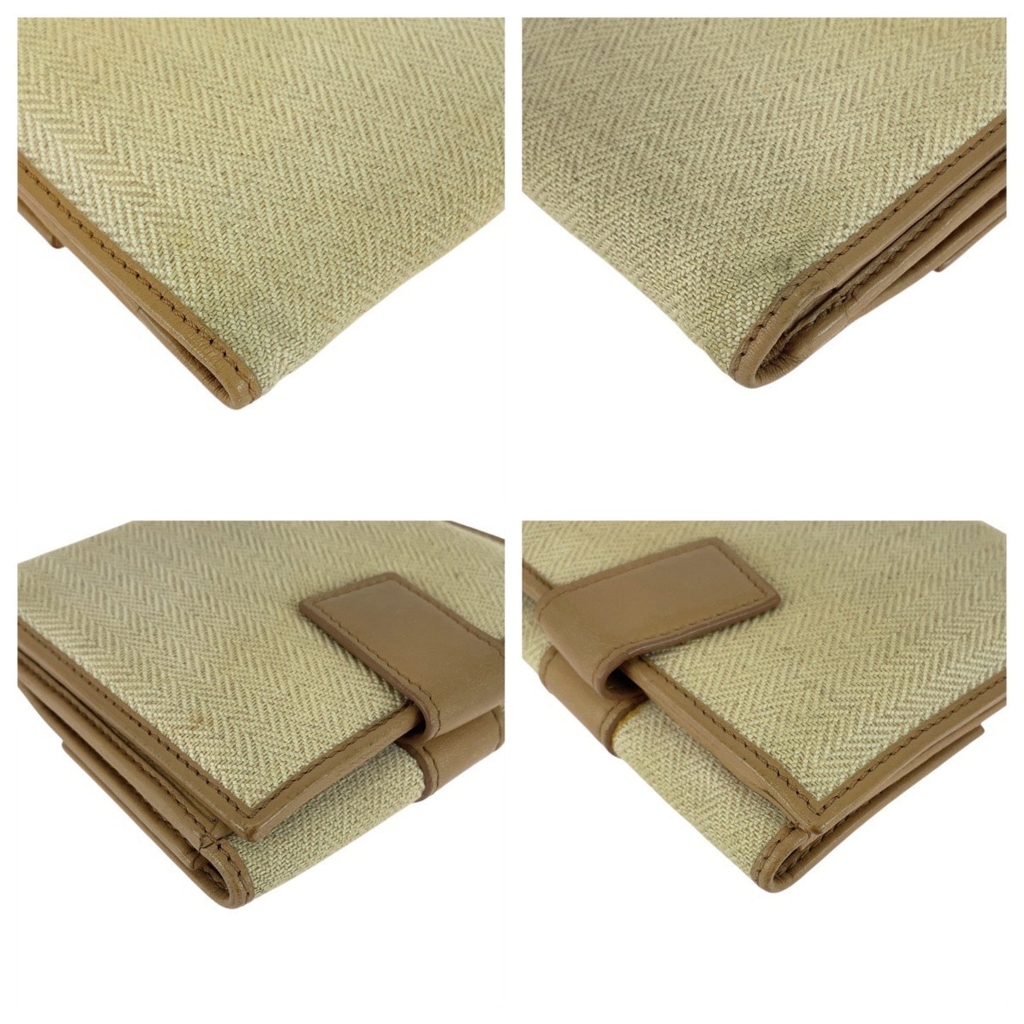 Bvlgari Chandra Beige Tweed/Leather Compact Folding Wallet (12661695) With Gold Hardware