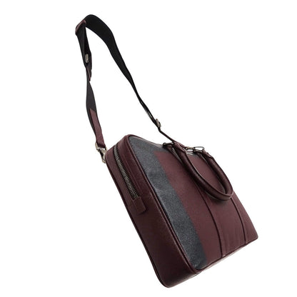 Burberry Men'S Leather Business Bag In Bordeaux And Navy. Perfect For Handbags