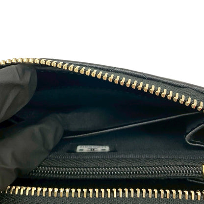 Unused Chanel Matelasse Coco Mark Rhinestone Lambskin Coin Case Wallet Black 21588