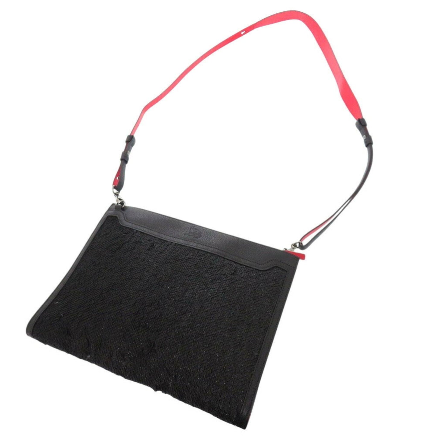 Christian Louboutin Sky Pouch Fa7369 Leather Sequin Black Shoulder Bag 1348Christian