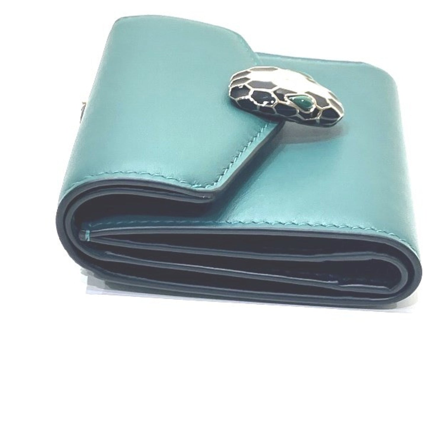 Bvlgari Serpenti Forever Green Snakehead Tri-Fold Wallet