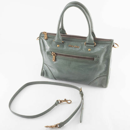 Miu Miu Miu Vitello Shine Handbag Rl0043 Leather Green
