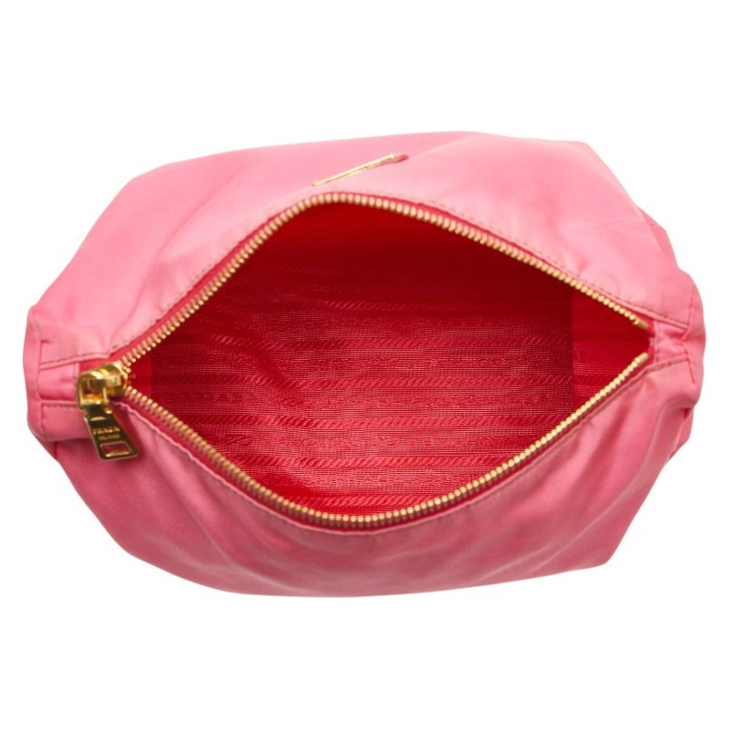 Prada Triangle Logo Plate Pouch Pink Nylon