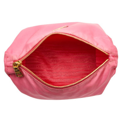 Prada Triangle Logo Plate Pouch Pink Nylon
