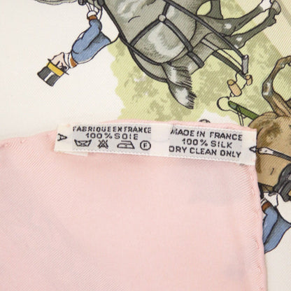 Herms Carr 90 "La Promenade De Longchamps" Silk Pink Scarf Muffler 0130 Hermes