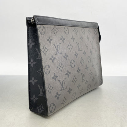 Louis Vuitton Monogram Eclipse Reverse Pochette Voyage Clutch Bag M69535 Gray/Black