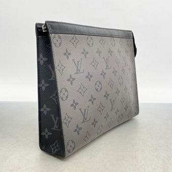 Louis Vuitton Monogram Eclipse Reverse Pochette Voyage Clutch Bag M69535 Gray/Black