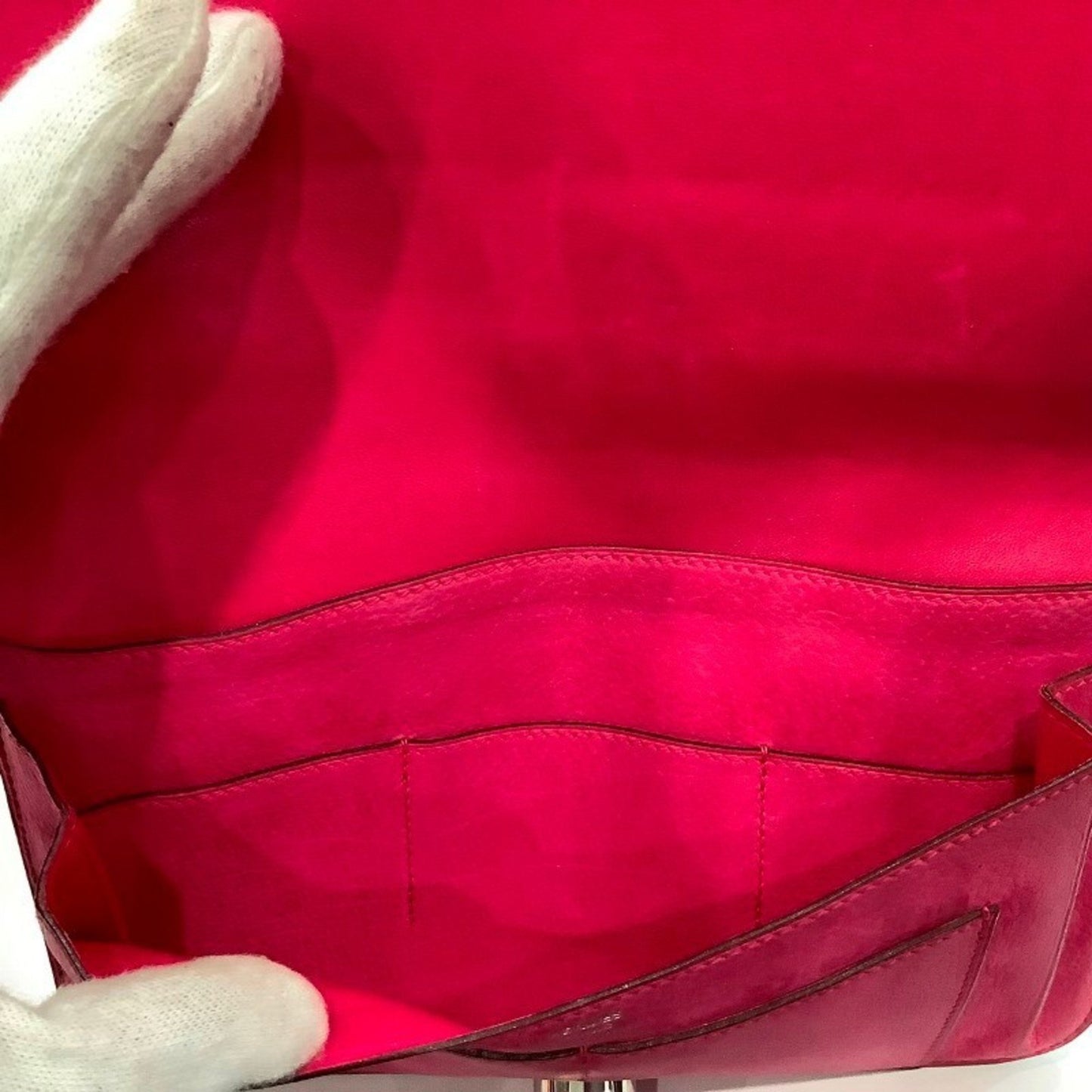 Herms Dogon Gm Rose Shocking Wallet (Missing Coin Purse)