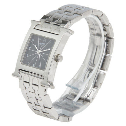 Herms H Watch Hh1.210 Quartz With Black Dial And Stainless Steel