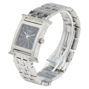 Herms H Watch Hh1.210 Quartz With Black Dial And Stainless Steel