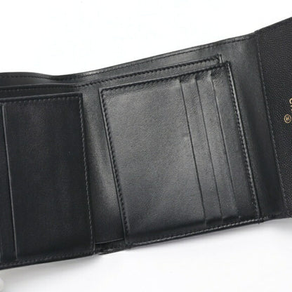 Chanel Boy Chanel Tri-Fold Wallet Compact A80743 Caviar Skin Black S-157867