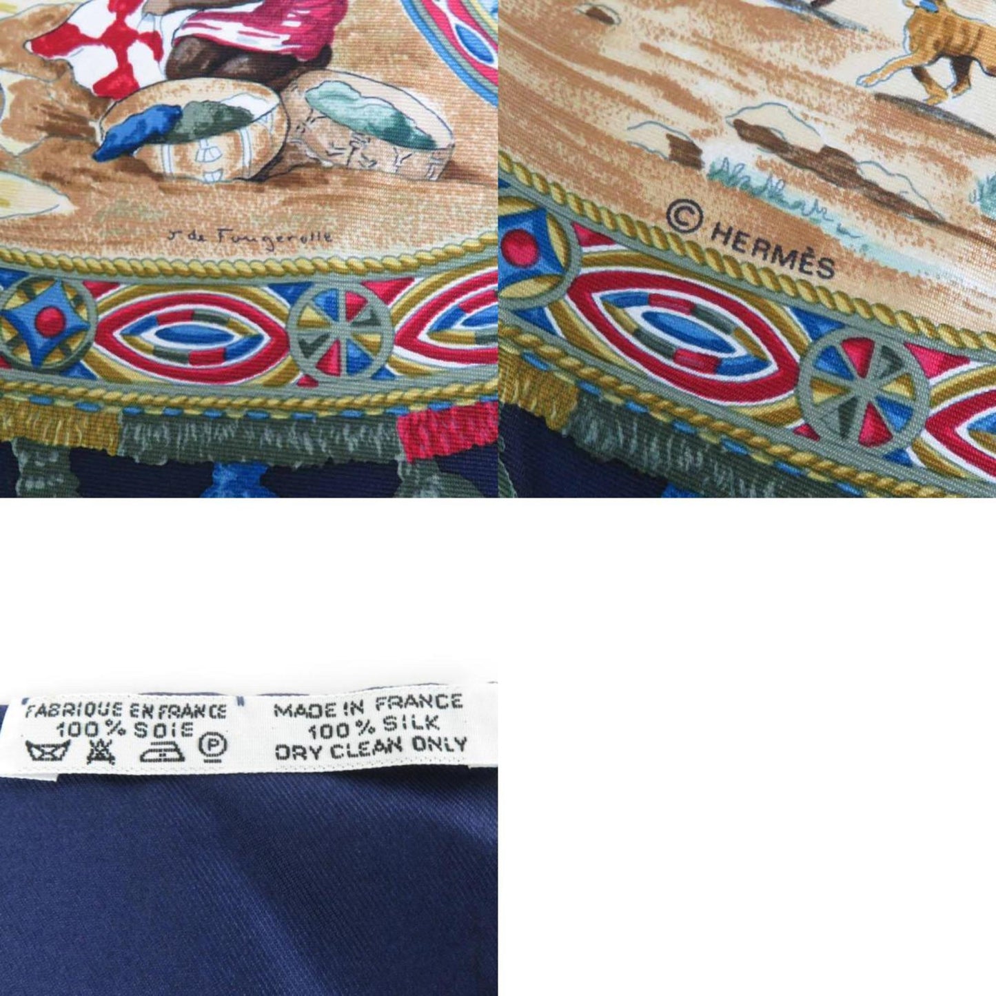 Hermes Hermes Scarf Carre 90 Silk Navy Multicolor
