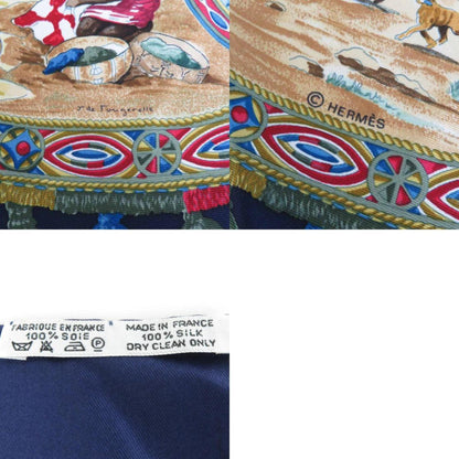 Hermes Hermes Scarf Carre 90 Silk Navy Multicolor