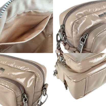 Miu Miu Miu Shoulder Bag In Patent Leather Pink Beige