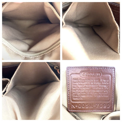 Coach Signature Beige Gold Canvas Leather 7090 Shoulder Bag Pochette Crossbody