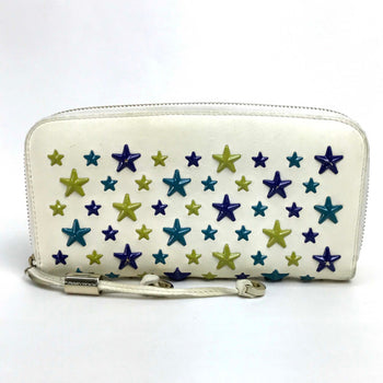 Jimmy Choo Jimmy Choo Round Long Wallet Star Studs Accessories Small Items Leather Off-White