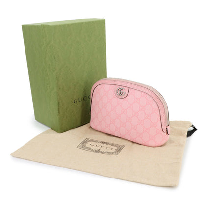 Gucci Ophidia Gg Supreme Pouch Bag Leather Pink 625551 Silver Hardware