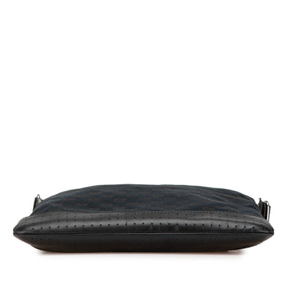 Gucci Gg Canvas Shoulder Bag 145857 Black Leather