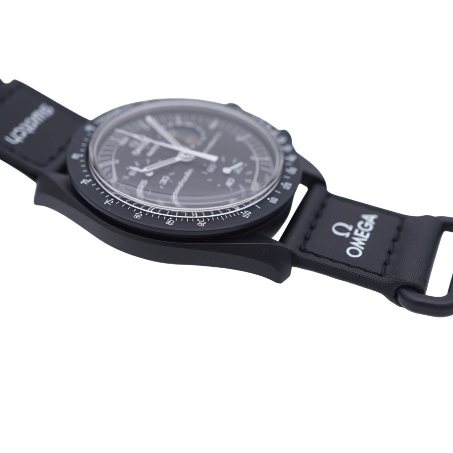 Unused Omega Quartz X Swatch Mission To The Moon Phase Snoopy Speedmaster S033B700 Wristwatch