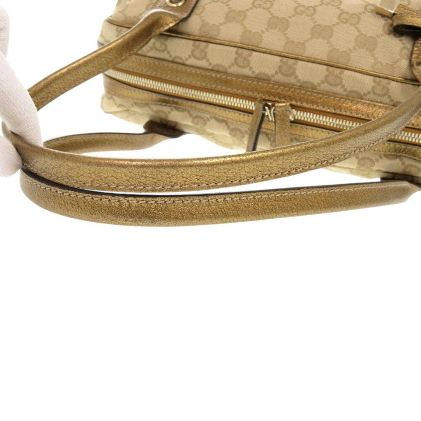 Gucci Prince 161720 Gg Canvas Beige Gold Handbag 1076Gucci