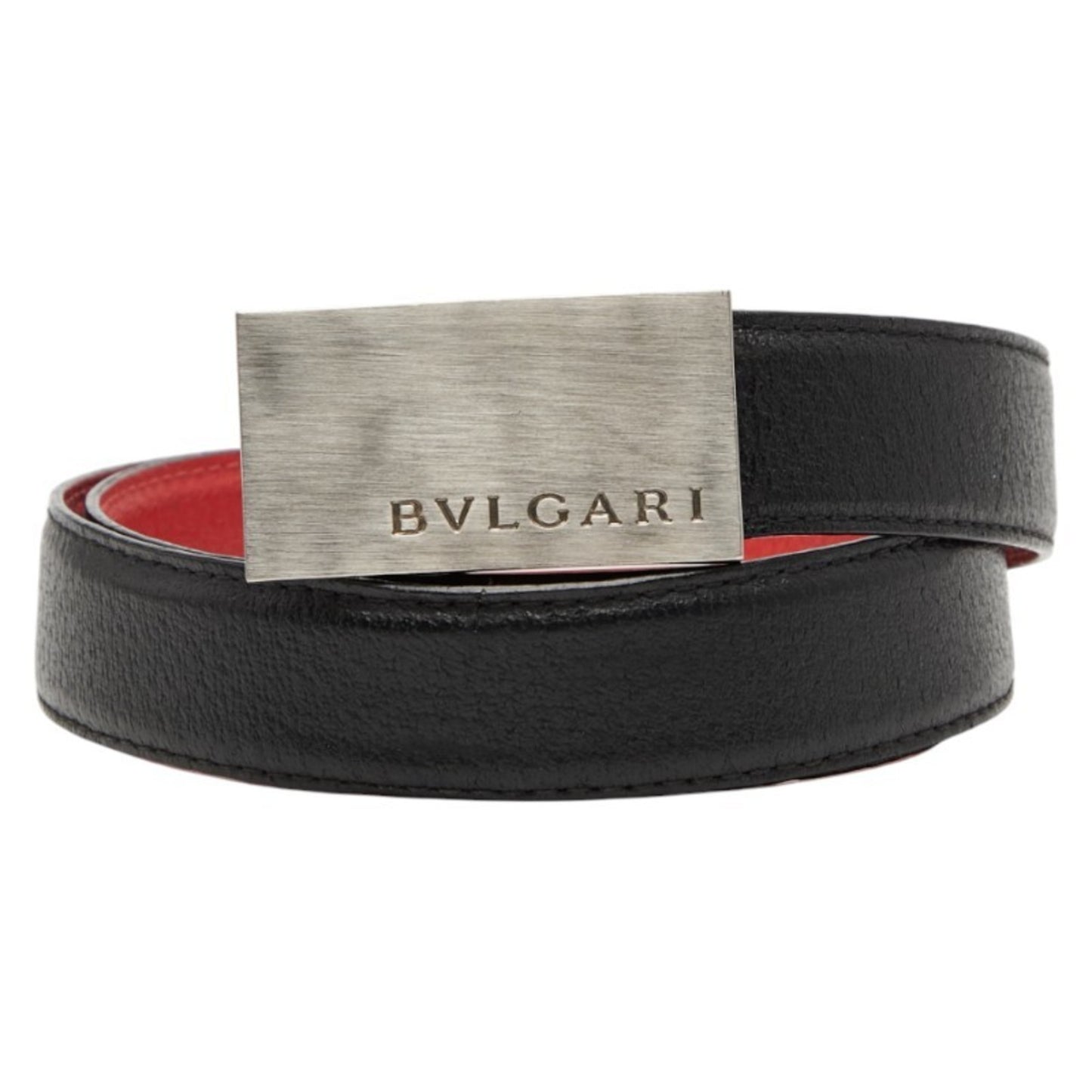 Bvlgari Belt Size: 110 44 Black Red Leather