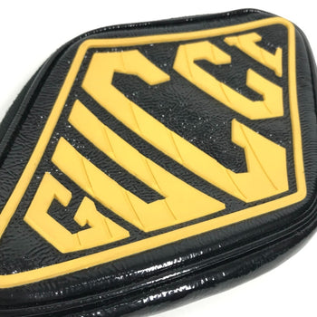 Gucci 524316 Game List Logo Strap Pouch Clutch Bag In Patent Leather/Rubber