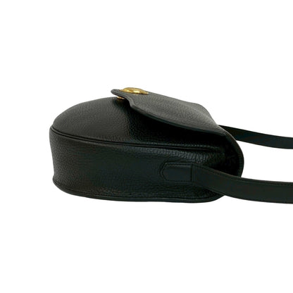 Christian Dior Cd Logo Hardware Leather Genuine Shoulder Bag Pochette Sacoche Black 37002
