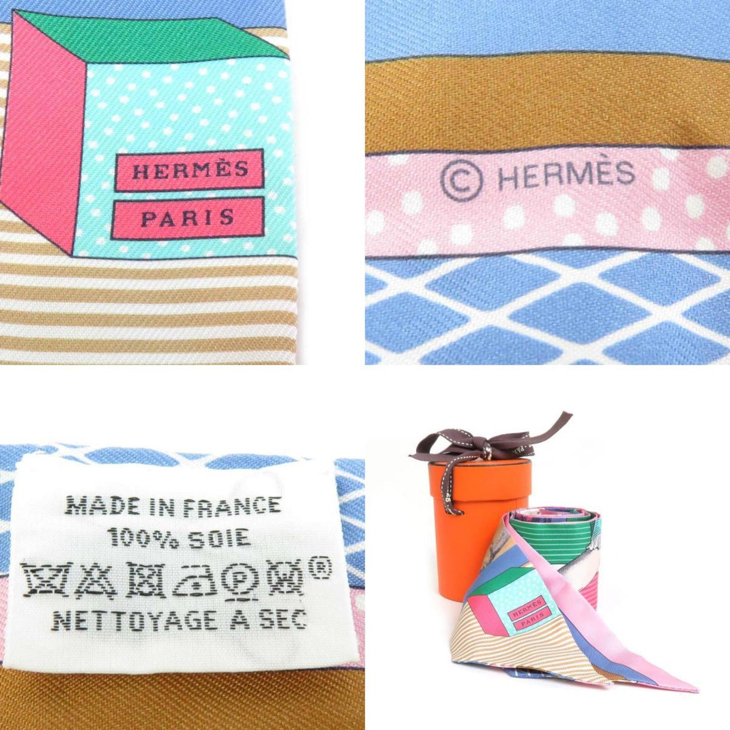 Hermes Scarf Muffler Twilly Silk Blue/Multicolor