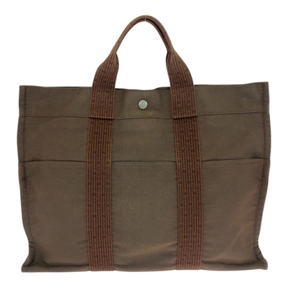 Hermes Air Line Mm Brown Canvas Tote Bag With Silver Hardware