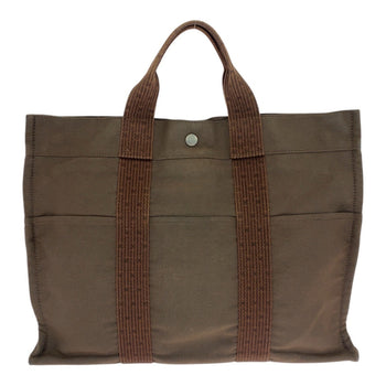 Hermes Air Line Mm Brown Canvas Tote Bag With Silver Hardware