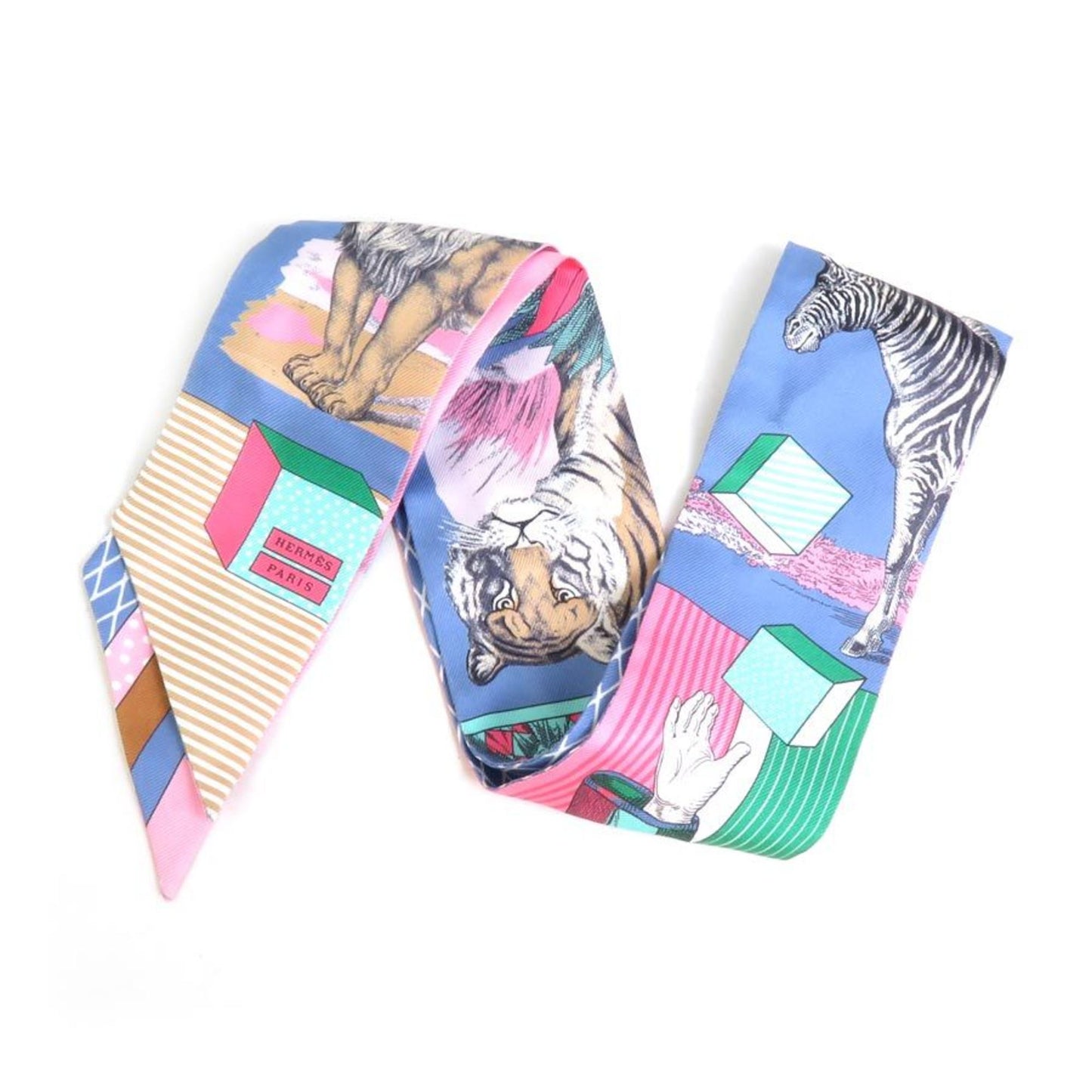 Hermes Scarf Muffler Twilly Silk Blue/Multicolor