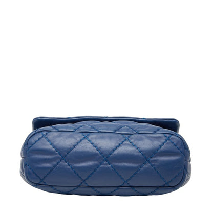 Chanel Wild Stitch Coco Mark Chain Shoulder Bag Handbag Blue Silver Hardware Lambskin