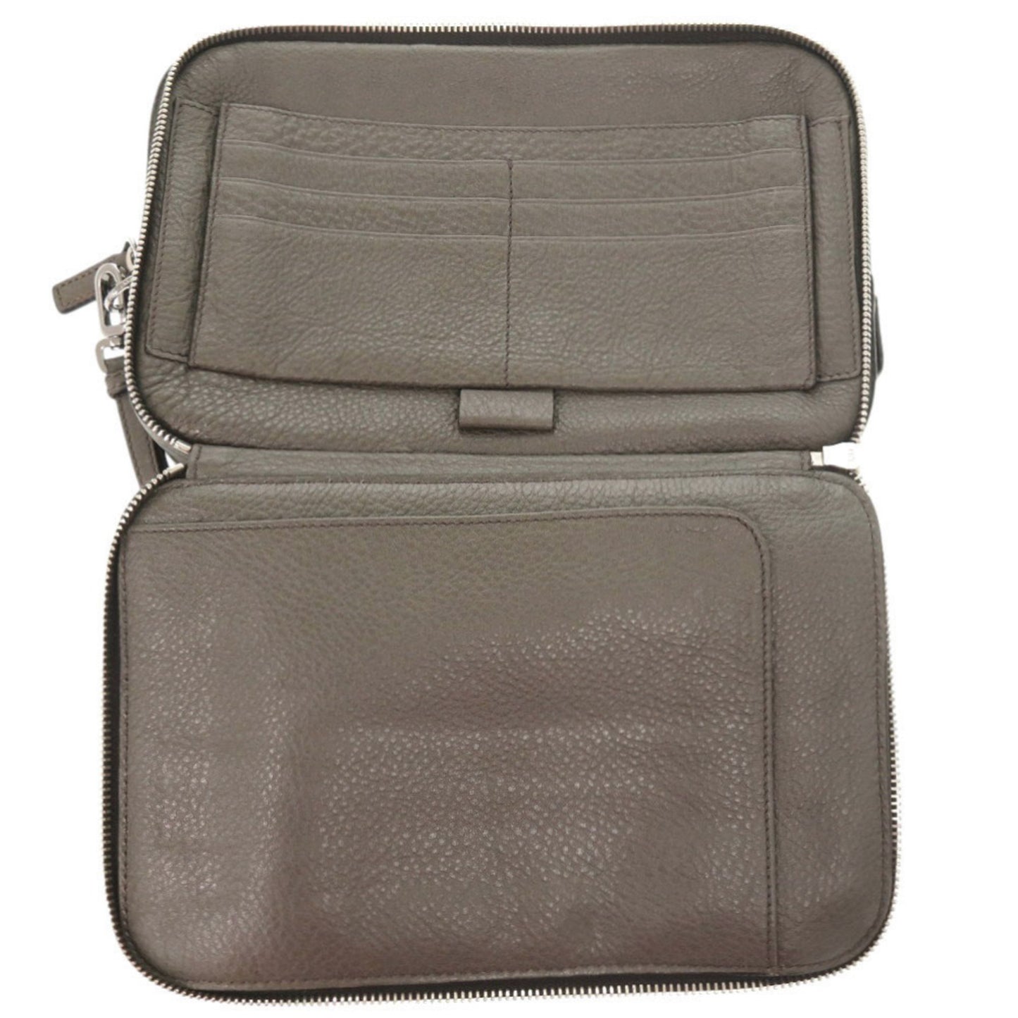 Prada Triangle Logo Leather Gray Second Bag Clutch 0188 Prada