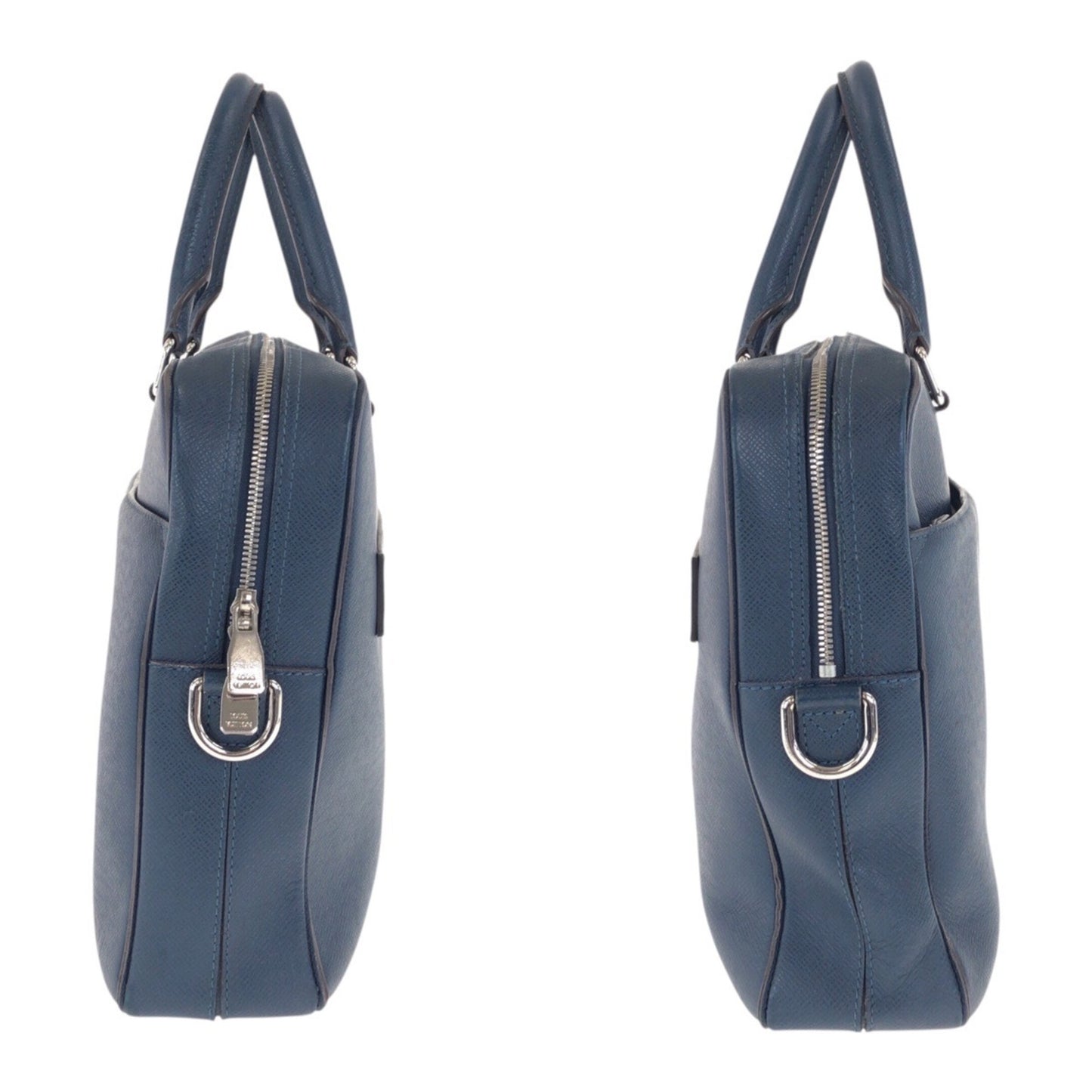 Louis Vuitton Taiga Porte-Document Voyage Mm Blue Leather Briefcase With Silver Hardware