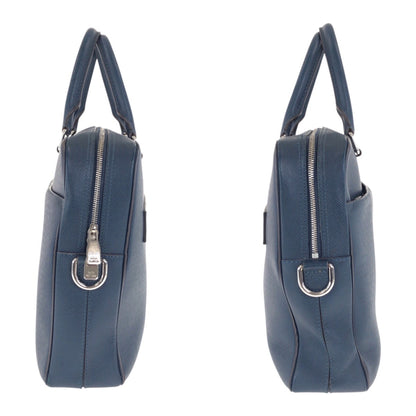 Louis Vuitton Taiga Porte-Document Voyage Mm Blue Leather Briefcase With Silver Hardware