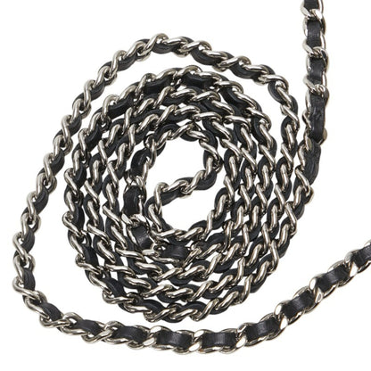 Chanel Cambon Line Coco Mark Chain Shoulder Bag Wallet Black Lambskin Enamel