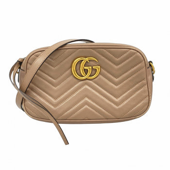 Gucci Gg Marmont Shoulder Bag 447632 Leather Pink Beige