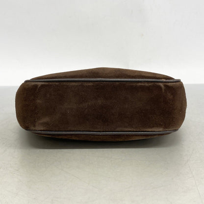 Salvatore Ferragamo Gancini Shoulder Bag In Brown Suede