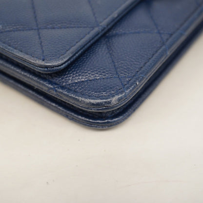 Chanel Matelasse Shoulder Wallet With Chain Bag In Caviar Leather