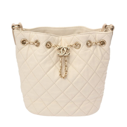 Chanel Matelasse White Women'S Soft Caviar Leather Shoulder Bag